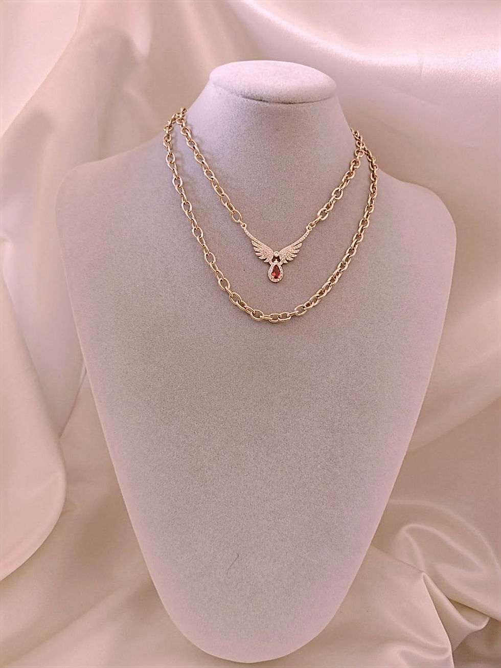 Cadena de acero con dije multicirconia