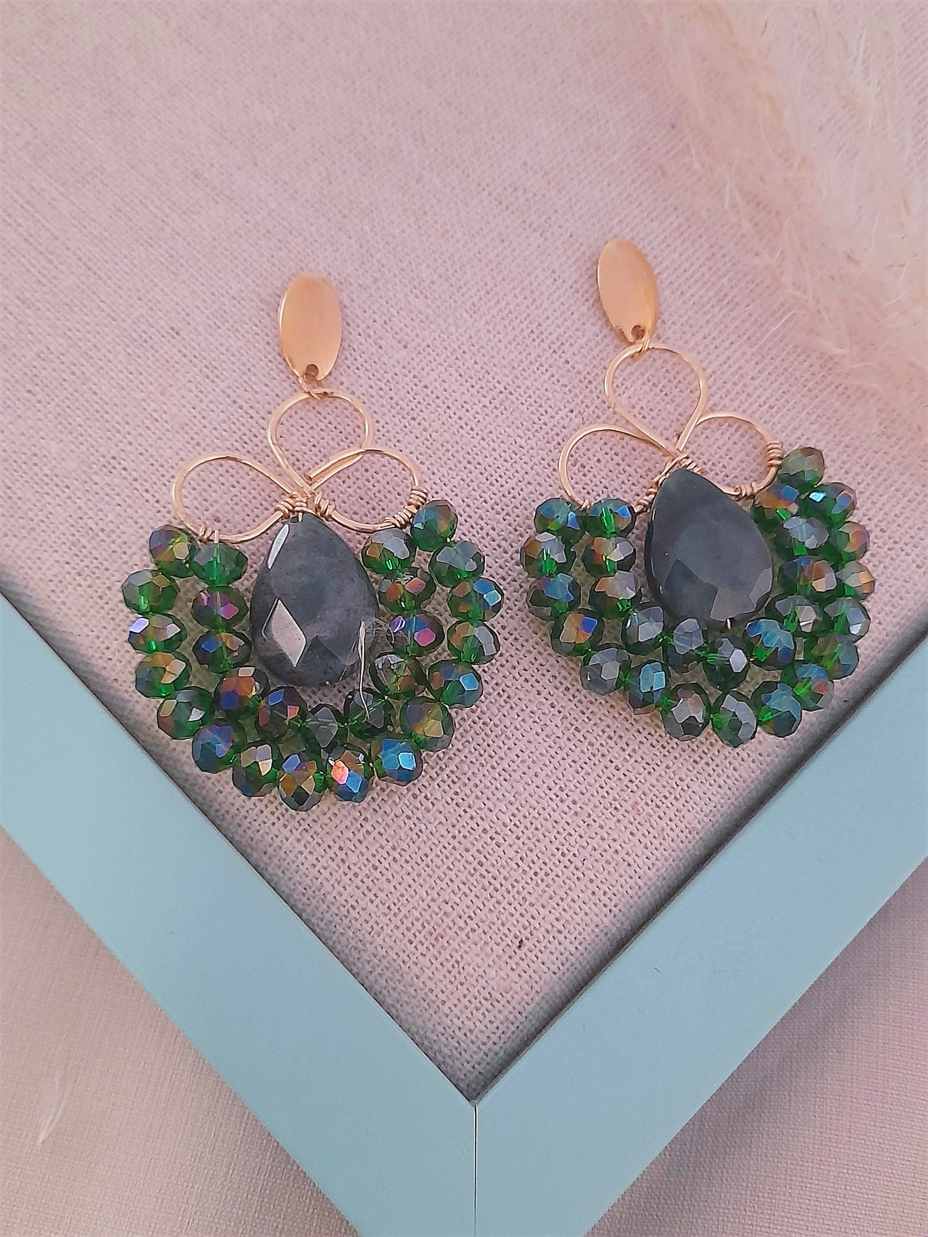 Aretes largos oro laminado