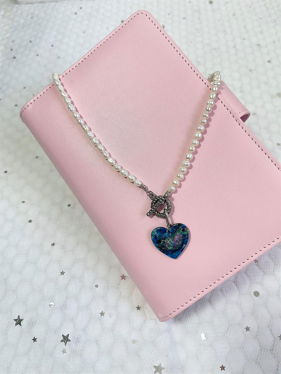 Cadena perlas y corazon