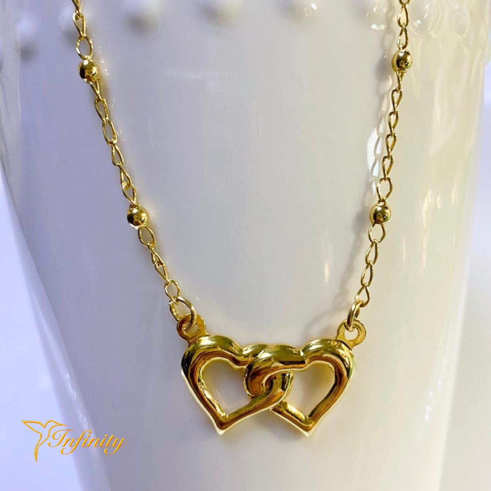 Cadena oro laminado corazones