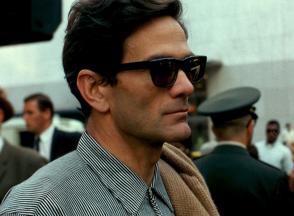 Pier Paolo Pasolini in un fotogramma del Filmato di Agnes Varda, Pasolini a New York, settembre 1966/Cine-Tamaris