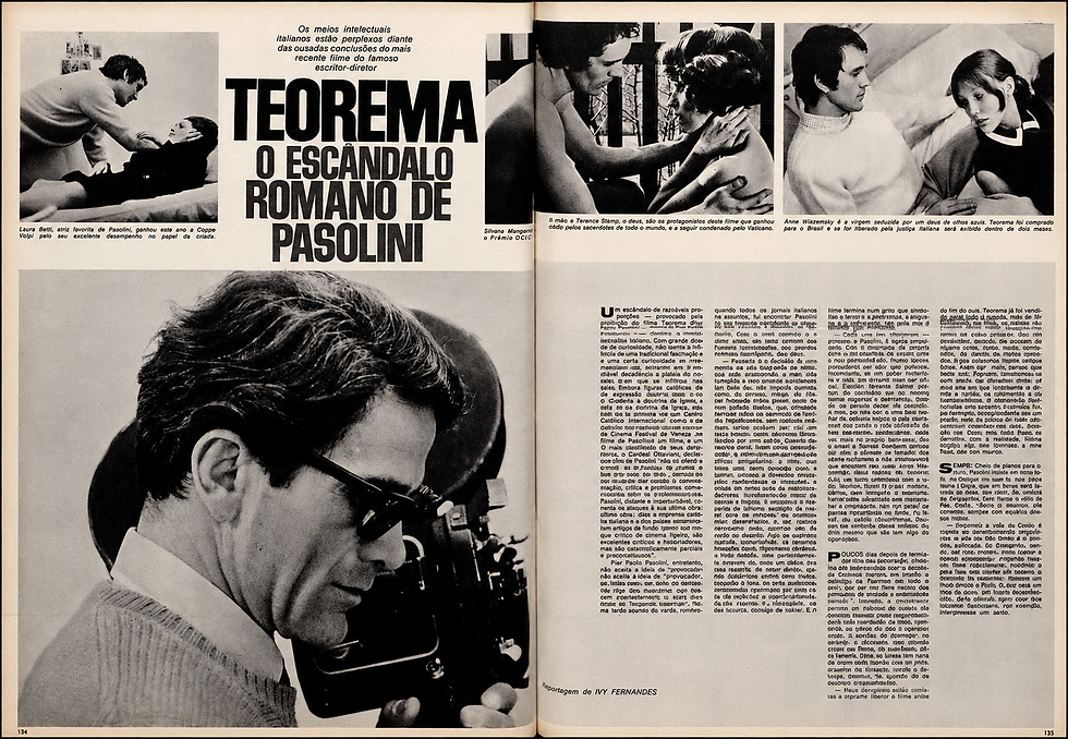P.P. PASOLINI, Lo scandalo di Teorema: Pasolini sotto accusa, intervista di I. FERNANDES, pubblicata sulla rivista brasiliana «Manchete», 14 dicembre 1968, pp.134-135. Traduzione Silvia M. Gutiérrez.