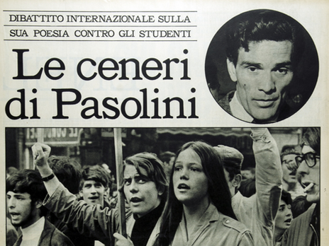 Le ceneri di Pasolini 1968. A dibattito la poesia di Pasolini "Il PCI ai giovani!, pubblicato su «L'Espresso», anno 14, n.25, giugno 1968, pp.14.15.