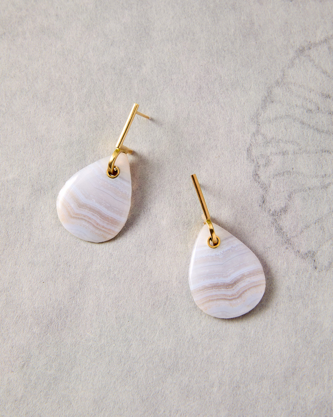 L.O Earrings with Blue Lace Agate & 18K gold