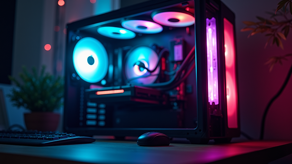 Close-up view of a high-performance gaming PC with RGB lighting