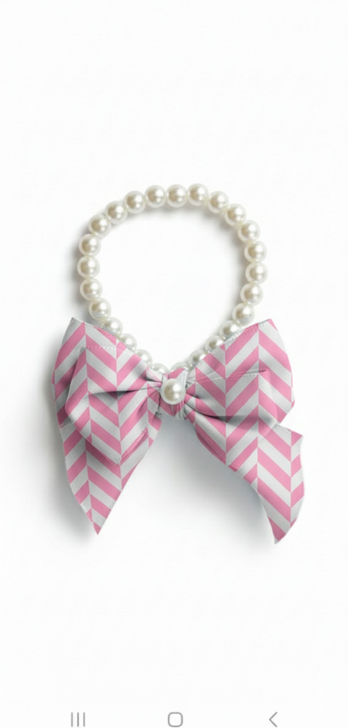 Thumbnail: Pearl Charm Bow Necklace for Pets