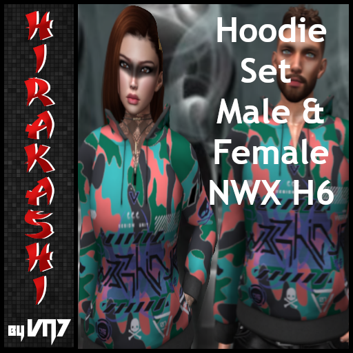 Miniatura: (HGS)**UPCYCLED** Damien Fate/Tokyo Female/Male  Rigged Hoodie HIRAKASHI