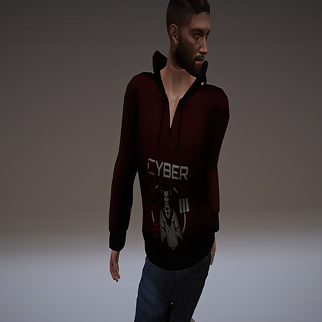 **UPCYCLED** Damien Fate/VN7 Male Rigged Hoodie (Hood Down)