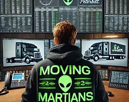 DALL·E 2025-03-18 16.34.10 - A fleet management dispatcher seen from behind, wearing a bla