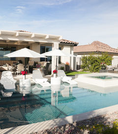 Modern Las Vegas poolside patio with clean lines