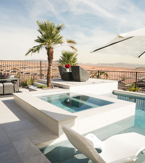 Luxury pool and spa with desert view