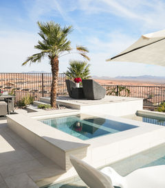 Luxury pool, spa, patio with contemporary design