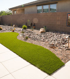 Green artificial turf pathway in a backyard, Artificial Turf & Putting Greens.