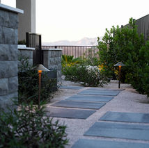 Modern pathway lighting in a desert landscape setting