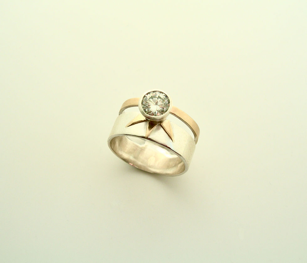 Moissanite Silver & Gold Ring