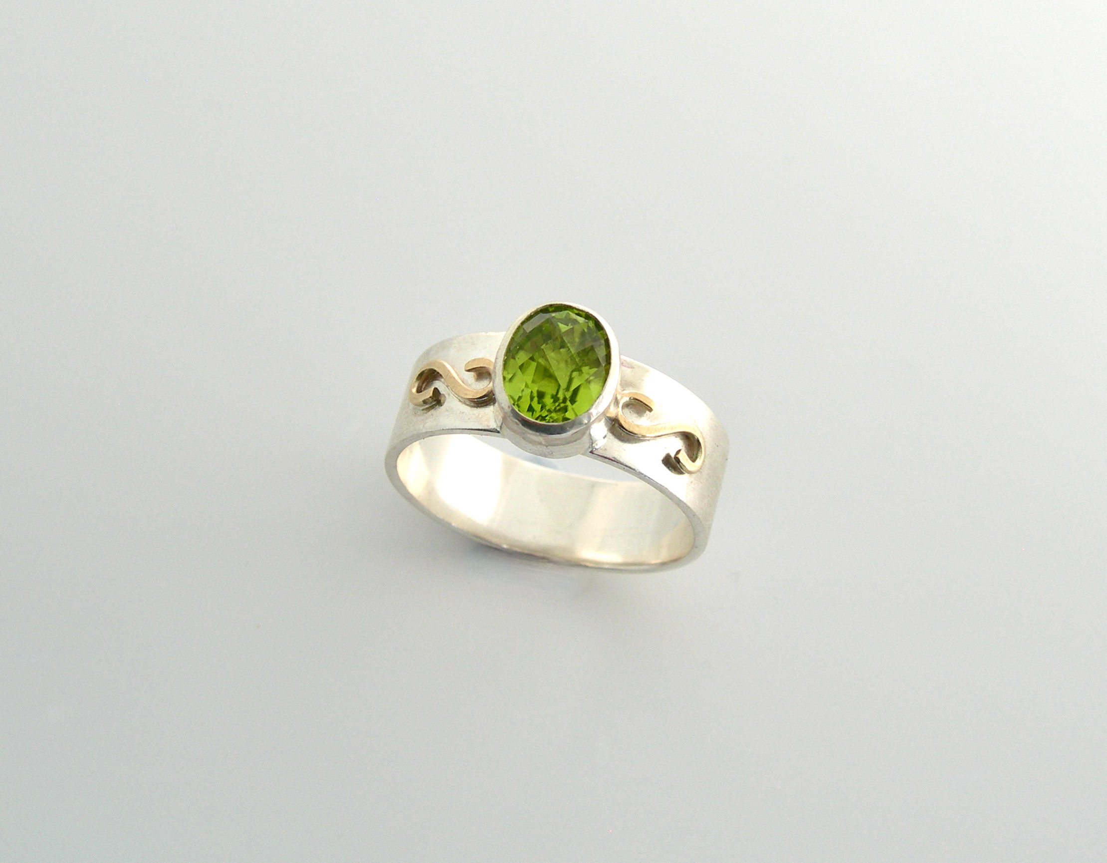 Peridot Silver & Gold Ring