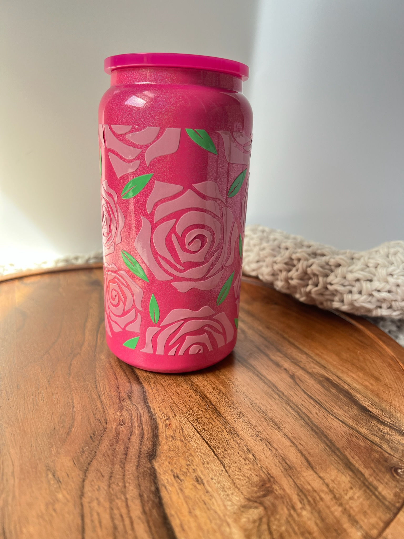 Rose Garden Shimmer Stainless Steel Tumbler 