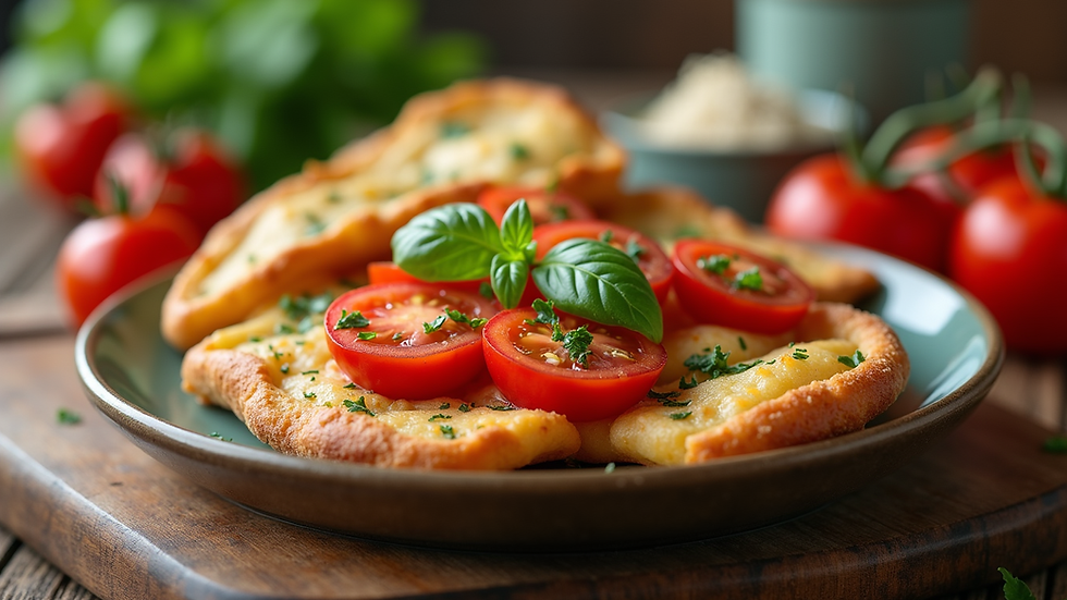 Vue rapprochée d'une assiette de pâtes fraîches aux tomates cerises et basilic