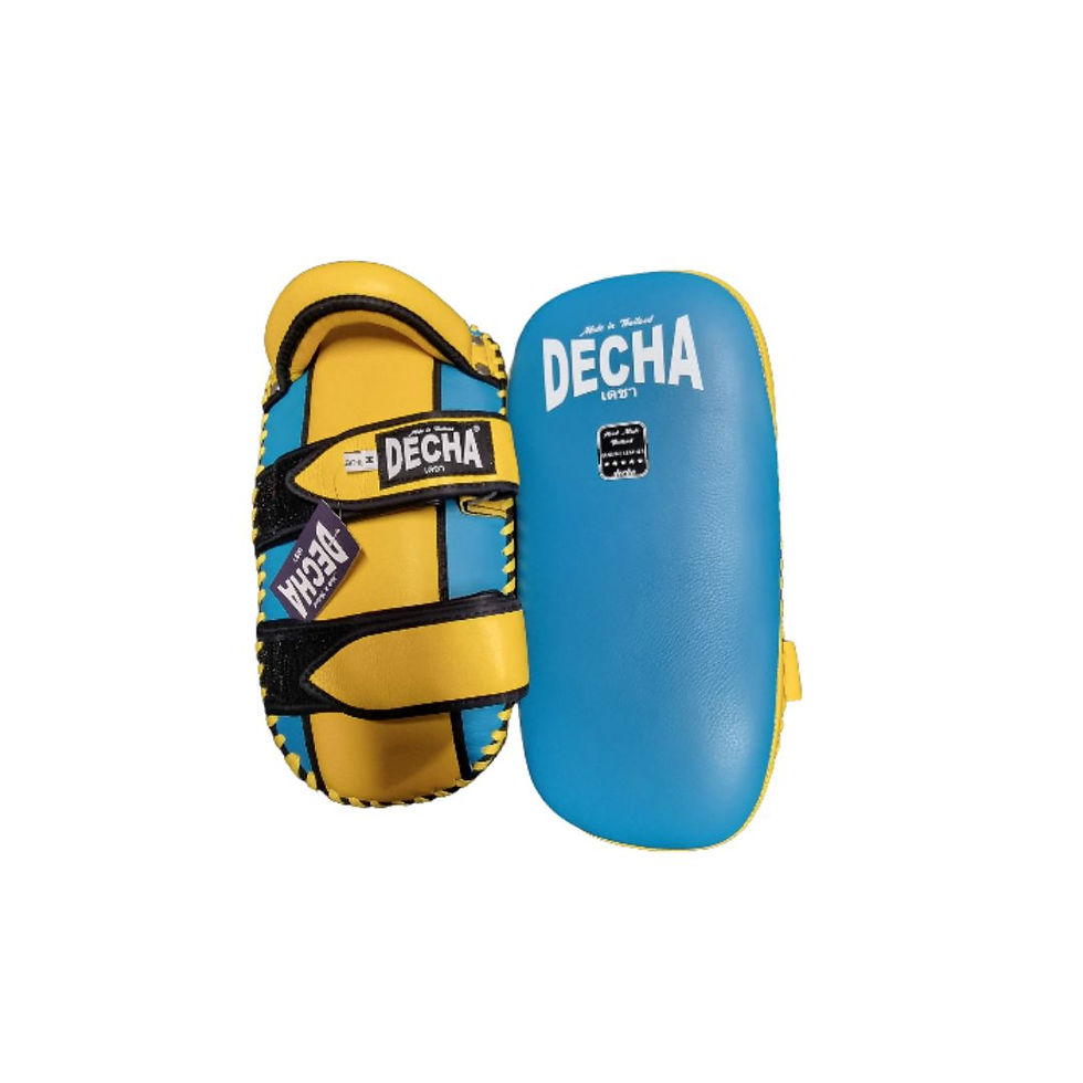 Thumbnail: Decha Leather Forearm Pads Blue and Yellow