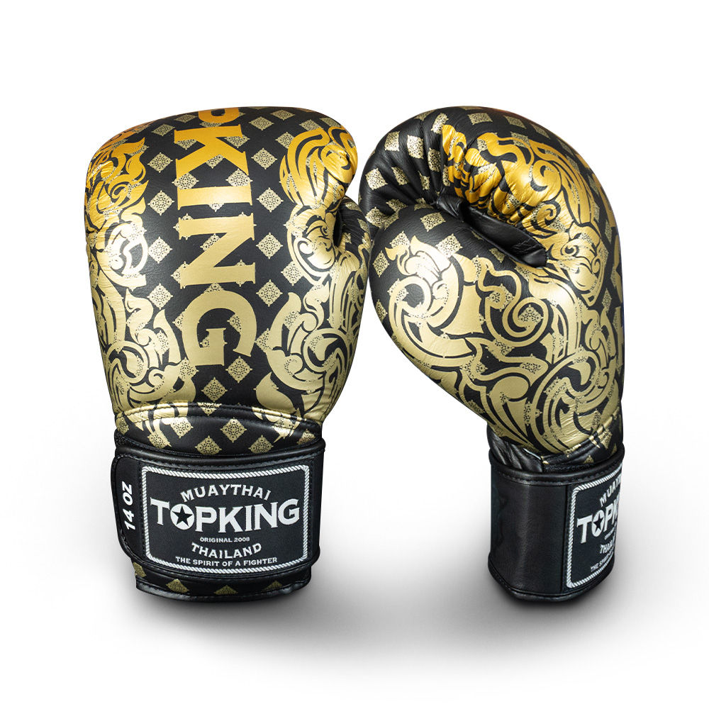 Top King Kanok-02 Boxing Gloves Front and Side Profile Black