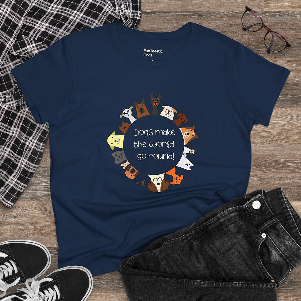 Thumbnail: Dogs Make The World Go Round Women's Lightweight Cotton Tee