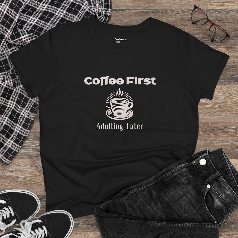 Thumbnail: Coffee First Adulting Later Women's Midweight Cotton Tee