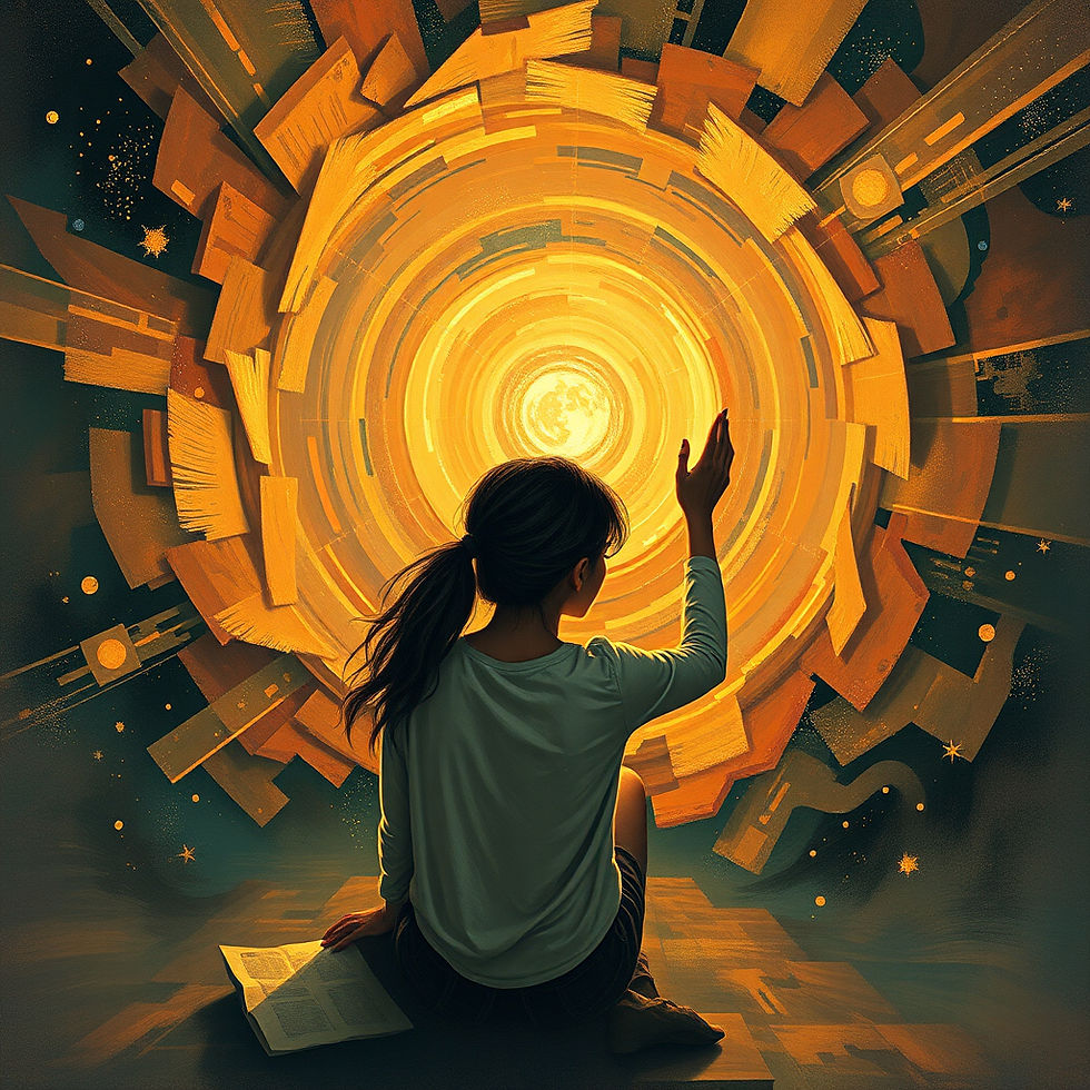 A female discovering her purpose abstractly.