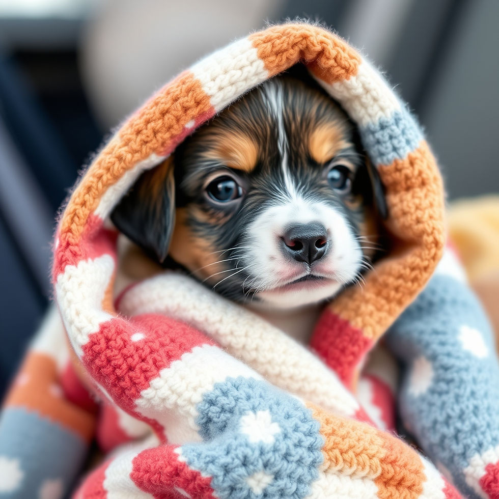 Puppy wrapped in a blanket