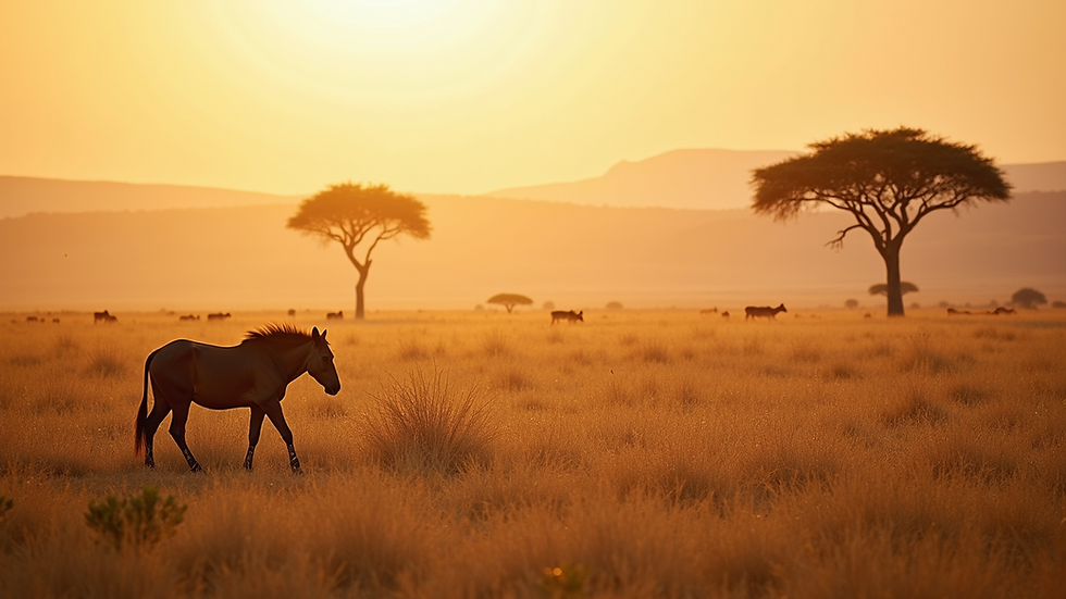 High angle view of a savannah landscape in Tsavo National Park