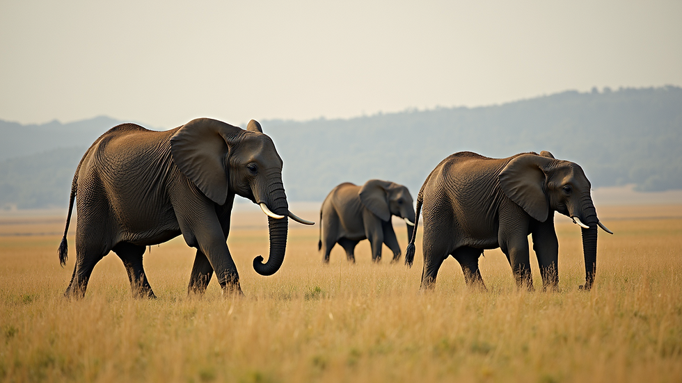 High angle view of elephants grazing in Amboseli National Park