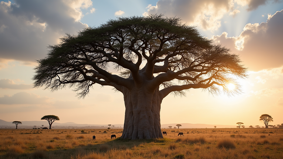 High angle view of a baobab tree at Tarangire National Park