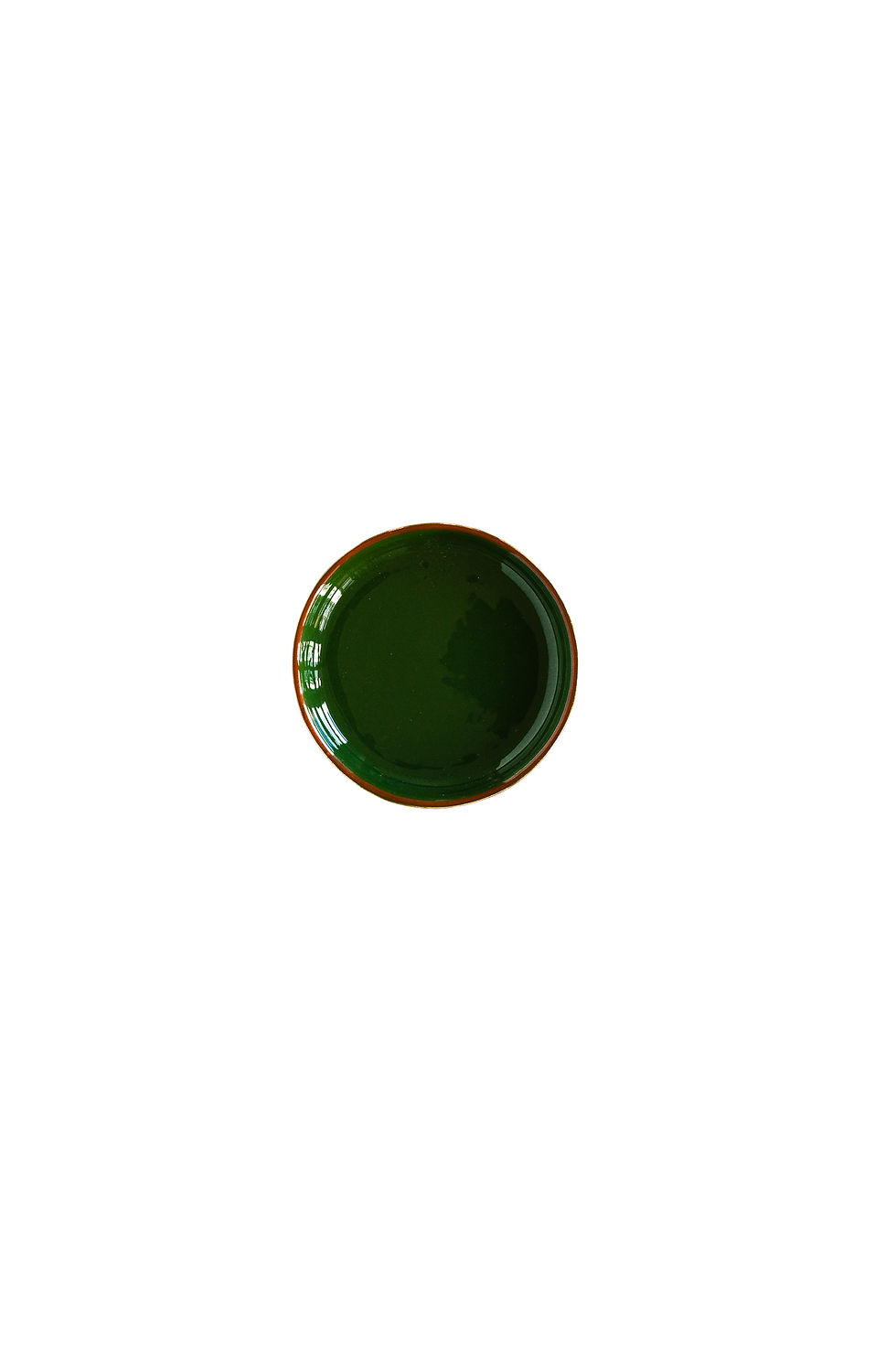 Handgemaakt groen tapas bordje van Val Pottery, met unieke handgeschilderde details.
