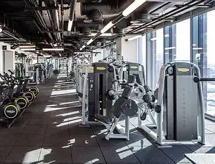Modern gym interior with exercise equipment