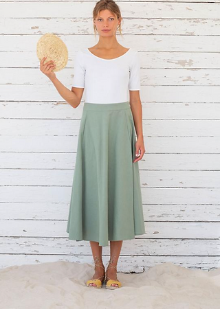 Suite 13 Organic Cotton and Linen Mix Edith Skirt in Iceberg Green