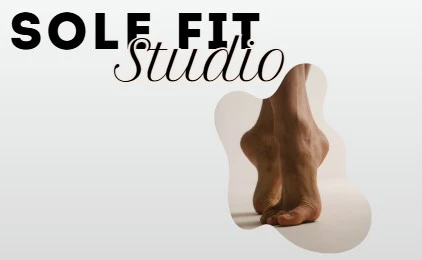 Tropical feel of feet and a plant with Sole Fit Studio writing