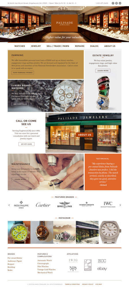 Award wining website design for a luxury retailer