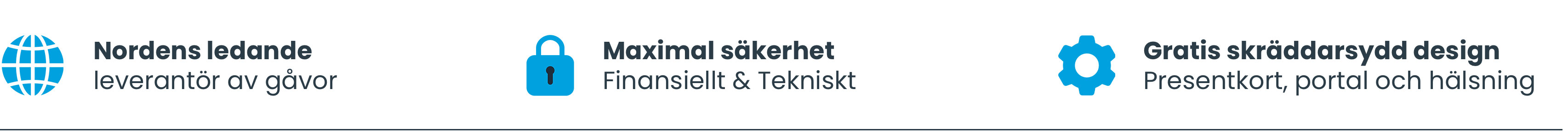 Nordens ledande leverantör av gåvor. Maximal säkerhet - Finansiellt & Tekniskt. Gratis skräddarsydd design - Presentkort, portal och hälsning.