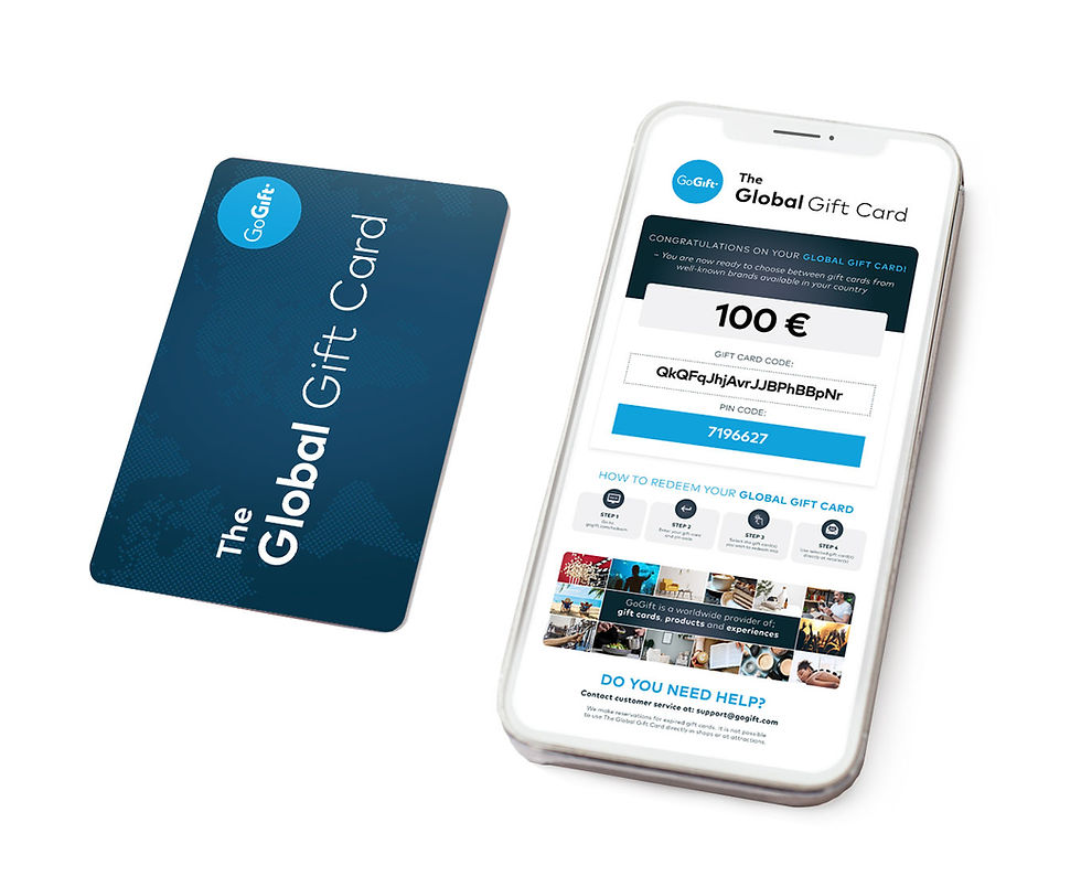 A physical and digital Global Gift Card