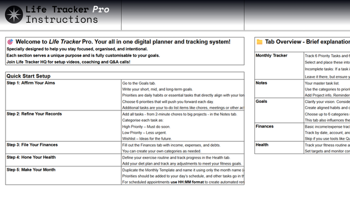 Life Tracker Instructions Image