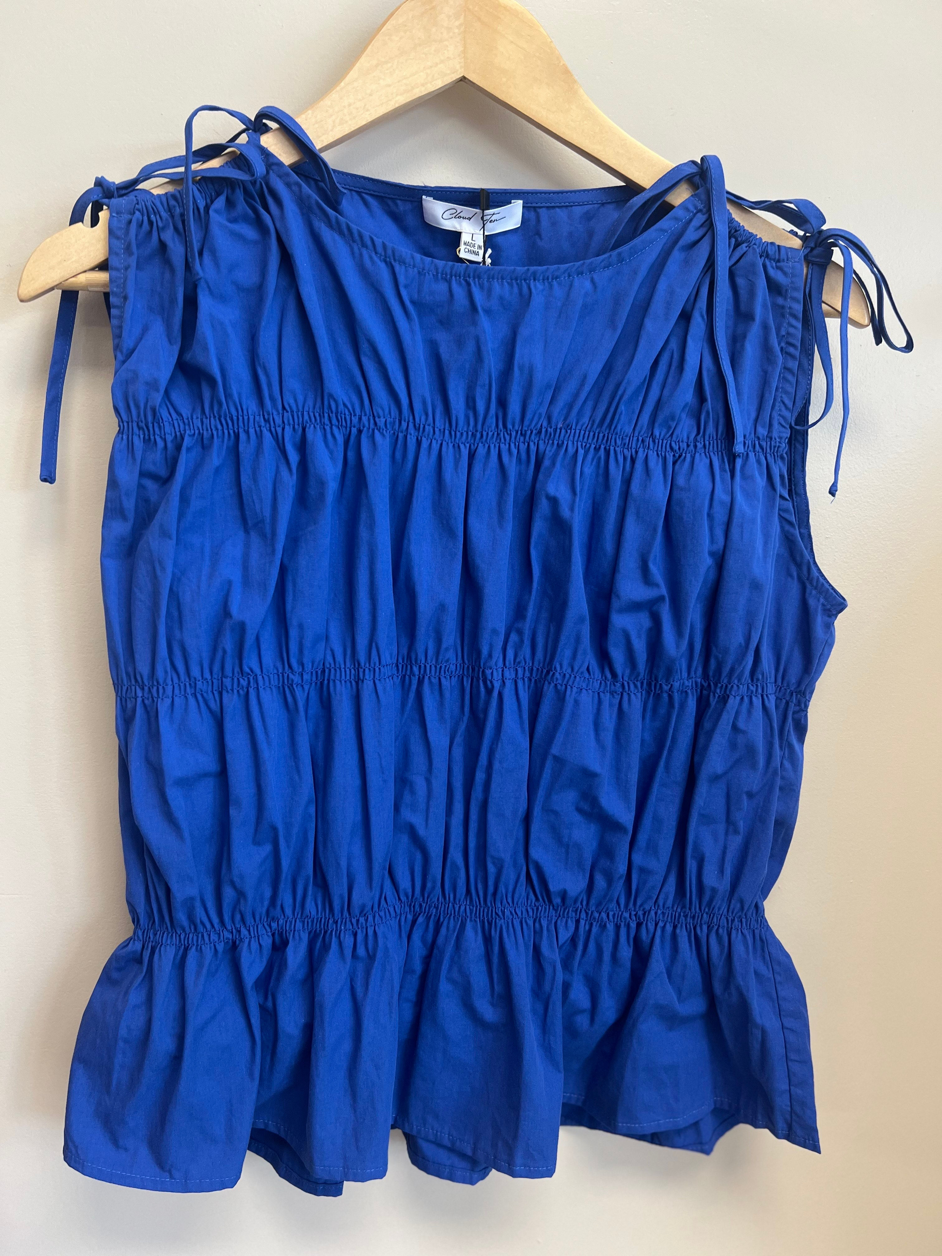 Shoulder Tie Ruched Top