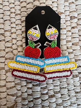 Stacked Book Beaded Earring
