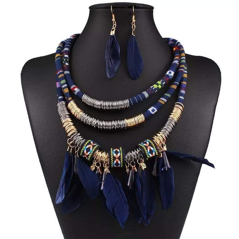 Thumbnail: Feather Necklace and Earrings 