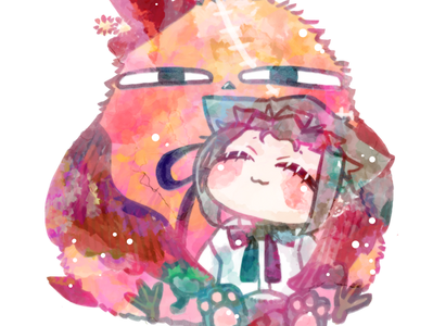 プロフ頁の自画像で描いたきりたんとみぃくん