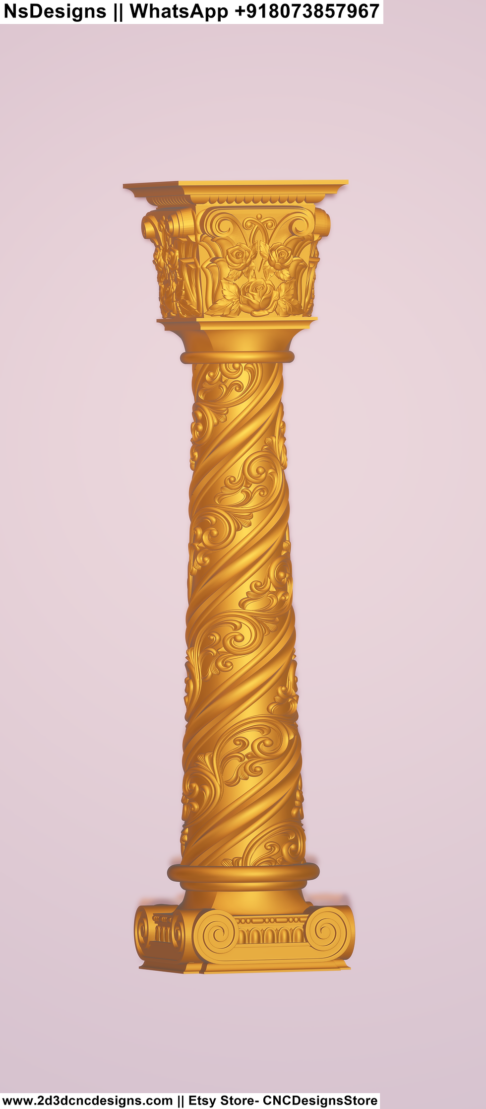 Thumbnail: WC Pillar 03 and column 3D Designs STL Model file for CNC Routers Wood carving