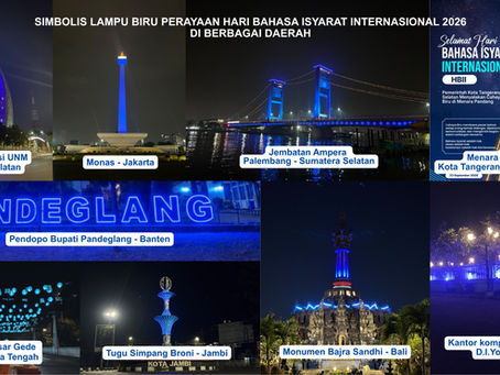 Hari Bahasa Isyarat Internasional (HBII) 2026 diperingati di berbagai wilayah Indonesia melalui beragam kegiatan, mulai dari diskusi, seminar, teater musikal, hingga penyalaan lampu biru di ruang publik. Beragam kegiatan tersebut menjadi ruang untuk mengangkat pentingnya hak asasi manusia bagi Tuli, akses komunikasi dan informasi, serta pemahaman terhadap bahasa dan budaya Tuli.