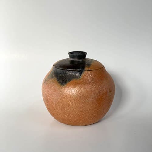 mica clay jar with lid front view