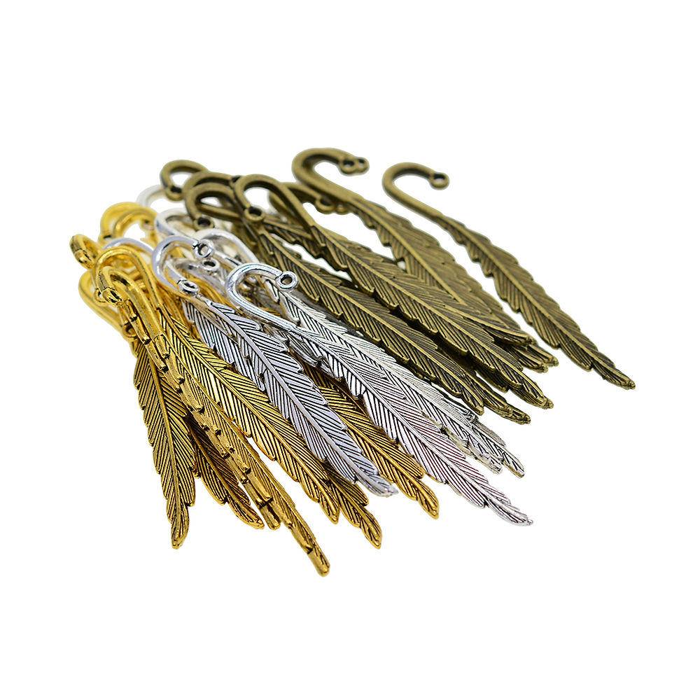 Miniatura: 12pcs retro silver gold bronze mix metal 3.2 inch long blank beading feather boo