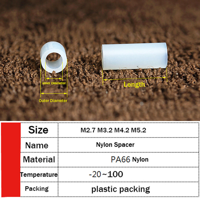 Miniatura: M2.8 M3.2 M4.2 M5.2 White Nylon Hollow Round Washer Non-threaded Spacer Pcb Scre