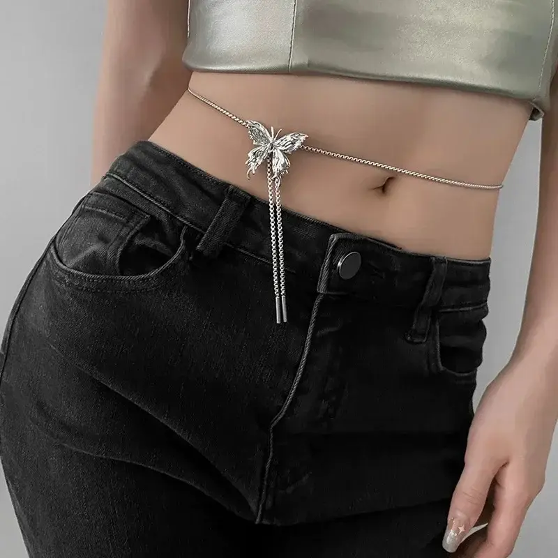 Miniatura: Irregular Liquid Metal Butterfly Necklace Silver Color Butterfly Pendant Adjusta