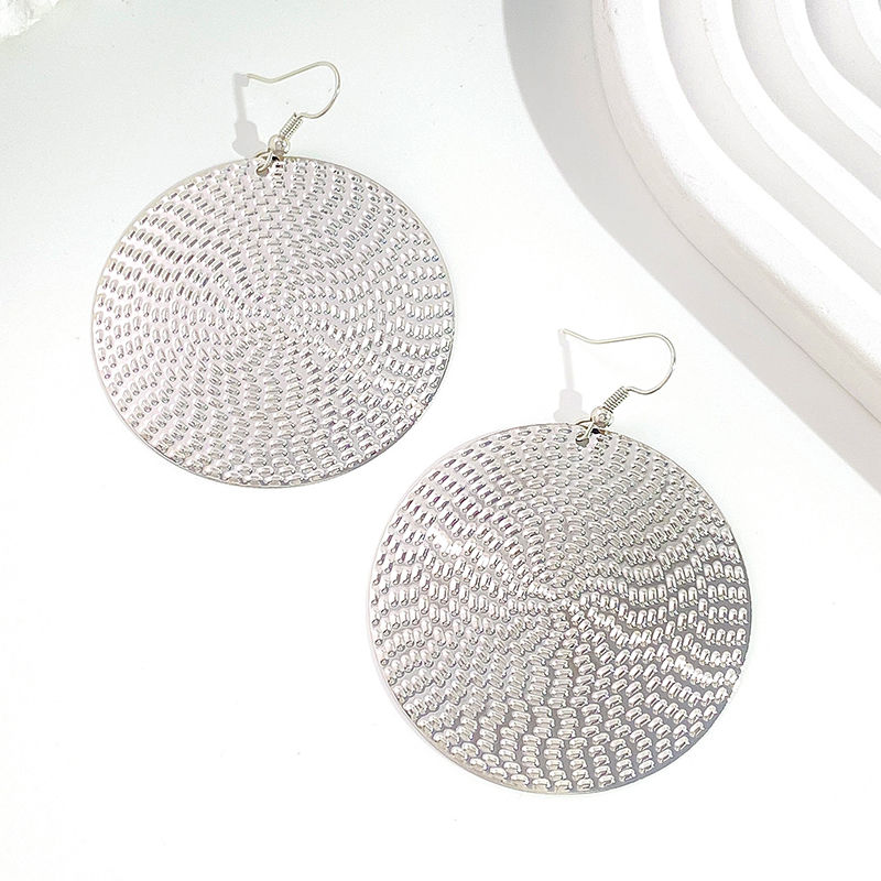 Miniatura: Punk Exaggerated Gold Silver Color Drop Earrings for Women Fashion Big Round Cir